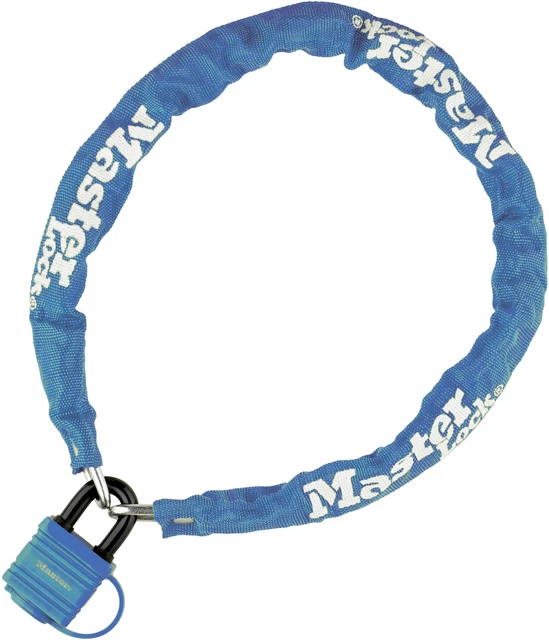 Chaine velo antivol en acier lamine Bleu Cadenas de securite longueur 90 cm