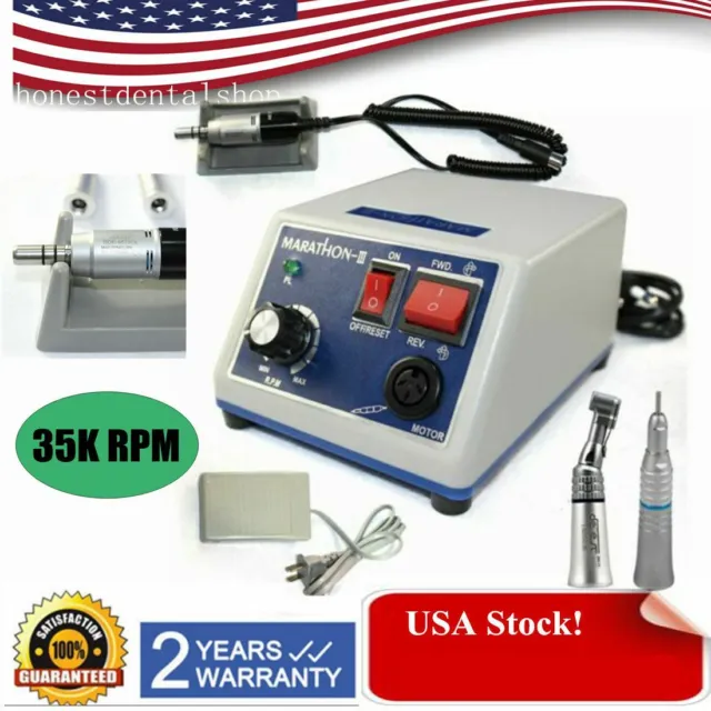 110v Dental N3 Lab Marathon 35K rpm Micro Motor+Straight+Contra Angle Handpiece
