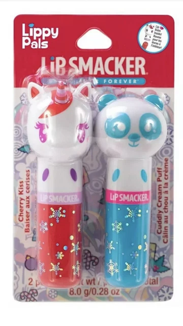 Lip Smacker Lippy Pal Holiday Lip Balm Duo Cherry Kiss & Cuddly Cream 0.14 Oz.