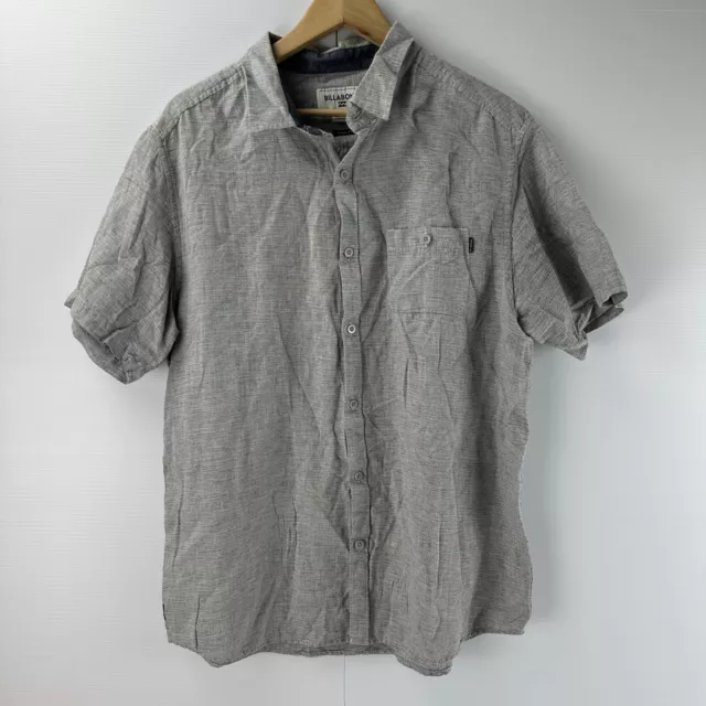 Billabong Dress Shirt Adult Large Grey Marle Classic Fit Collar Button Men