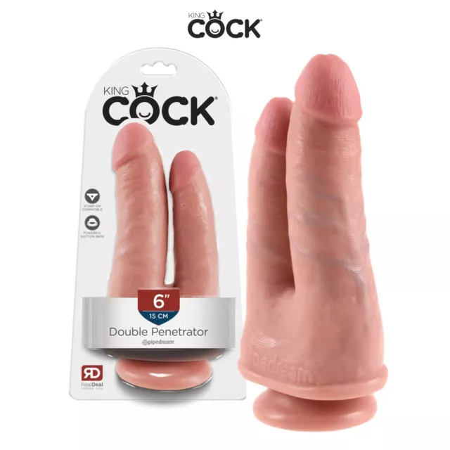 King Cock Fallo Doppio Realistico Ventosa 6" Double Penetrator Dildo Realistic