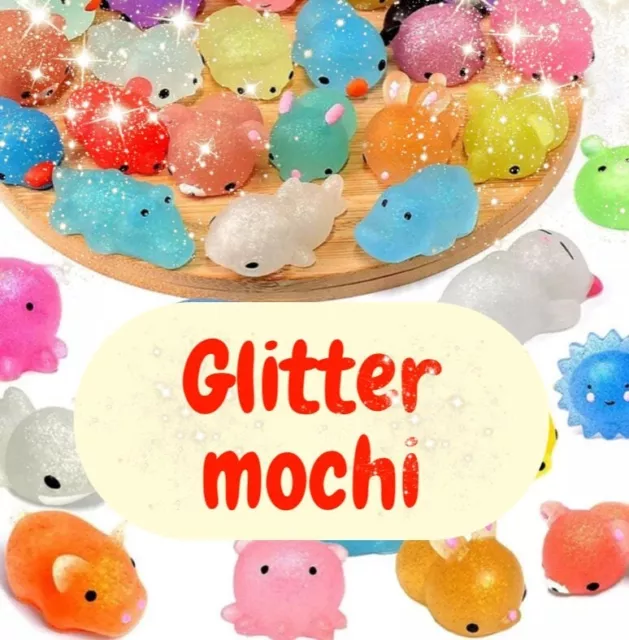 Ganjiang 8 Pack Jumbo Glitter Mochi Squishy Toys Animals Squishy Stress  Reliever Kids Party Favors