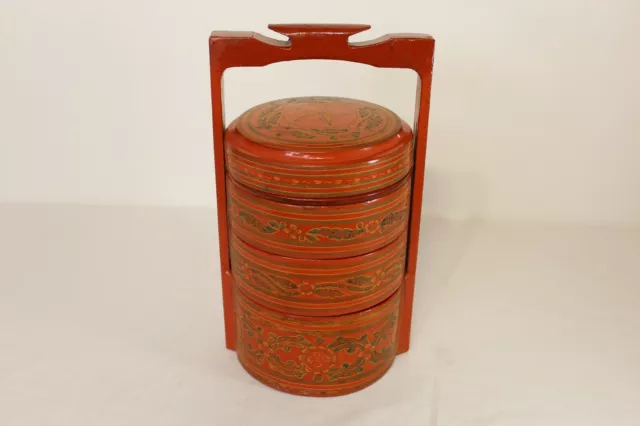 Betel Nut Box Lacquerware Carrying Container Box #5 Large Multi Color Designs