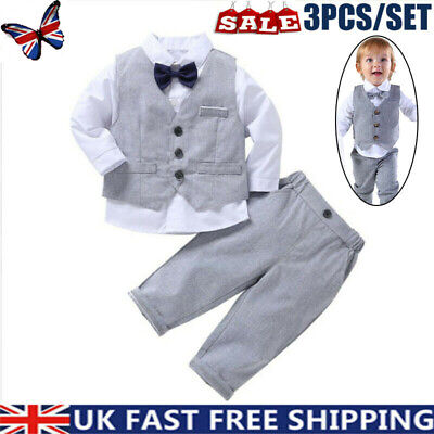 3pcs/Set Baby Toddler Boys Christening Outfit Kids Formal Suit Wedding Clothes
