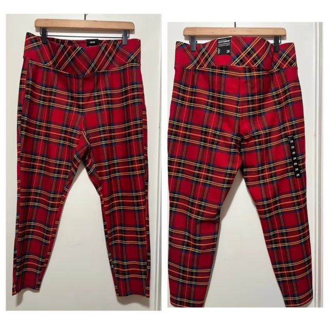 Torrid Betsey Johnson Red Plaid Pixie Pant Stretch Pull On Legging Size 2 NWT