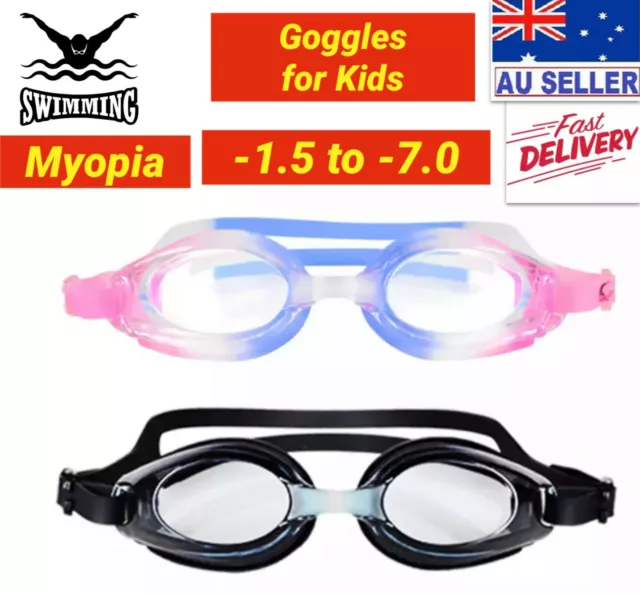 Prescription Kids Swimming Goggles Myopia Nearsighted Anti-fog -1.5 to -7.0 NEW