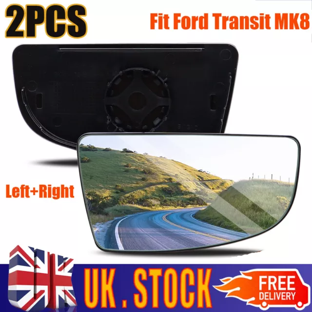 1 Pair Lower Door Wing Mirror Glass Left+Right for Ford Transit MK8 2014 -2020