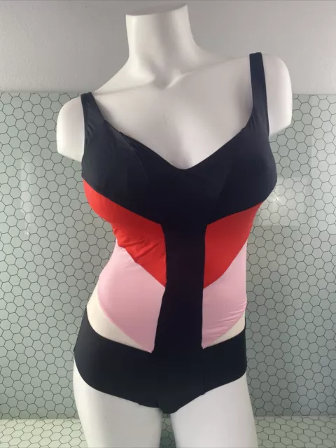 NWT La Perla Womens Maio Colorblock One-Piece Swimsuit Multi Size 32