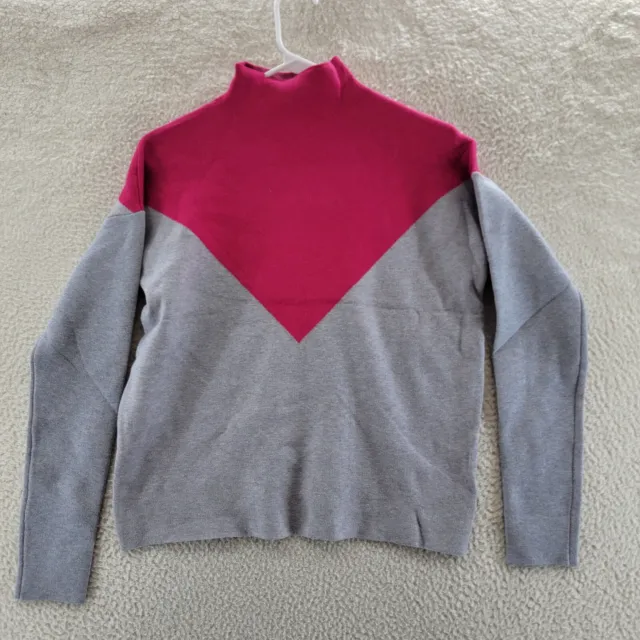 Cynthia Rowley Turtle Neck Pullover Sweater Women's Pink/Gray Colorblock L/S