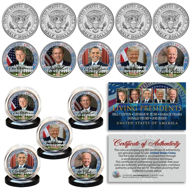 LIVING PRESIDENTS 2020-21 Presidential $1 US Dollar COLORIZED 2-SIDED 6-Coin Set