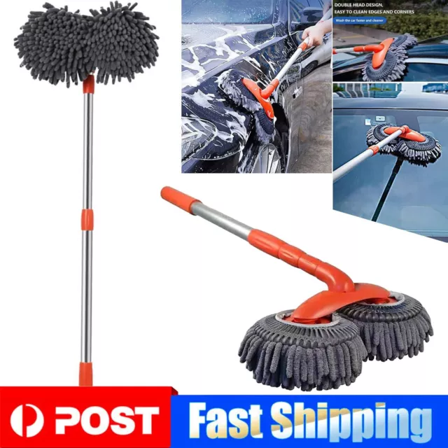 Telescoping Wax Mop Car Wash Dust Microfibre House Cleaning Brush Duster Dusting