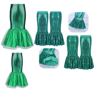 UK Kids Girls Mermaid Tails Skirt Halloween Cosplay Party Costume Maxi Dress