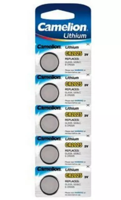 5x CR2025 Lithium Knopfzelle 3V Camelion Blister