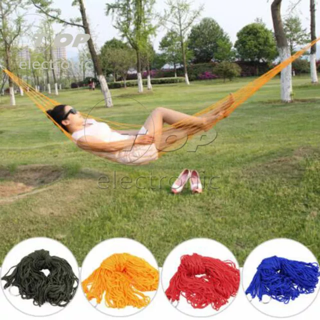 Nylon Portable Mesh Hammock Hanging Sleeping Bed Swing Outdoor Travel Camping