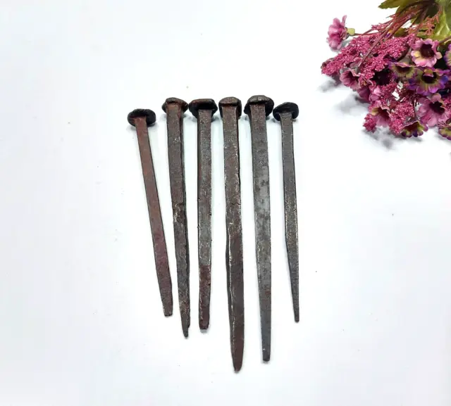 Antique Nails, Traditional Long iron Needles, Door Pin 6 PCS Primitive Spikes CC