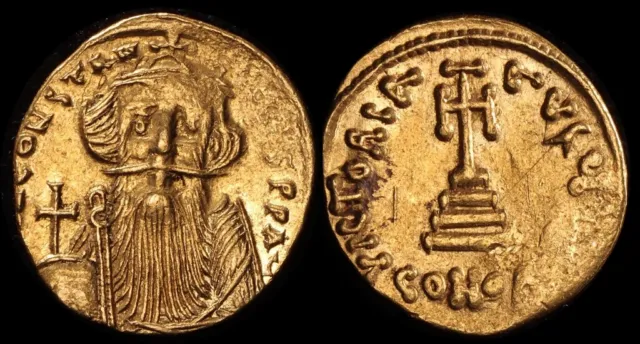 ANCIENT BYZANTINE Constans II 641-668AD AV Solidus Gold Constantinople mint.