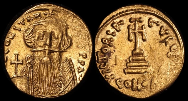 ANCIENT BYZANTINE Constans II 641-668AD AV Solidus Gold Constantinople mint.