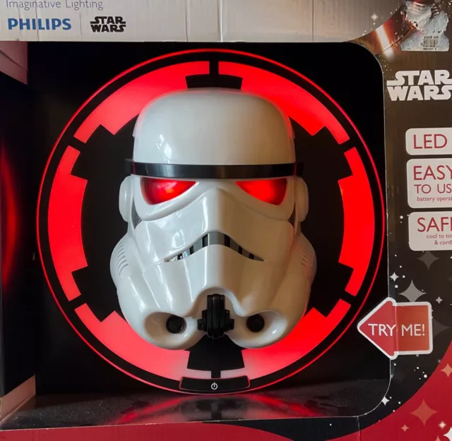 Star Wars Stormtrooper 3D casco LED da parete luce notturna logo 30cm Disney Philips