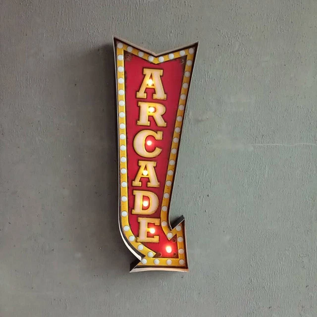 3D LED ARROW Shaped SignLighted ARCADE Arrow Sign Wall Decor for