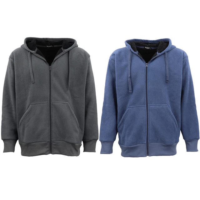 Men's Thick Winter Sherpa Fur Zip Up Hoodie Coat Jumper Hooded Jacket Sweater
