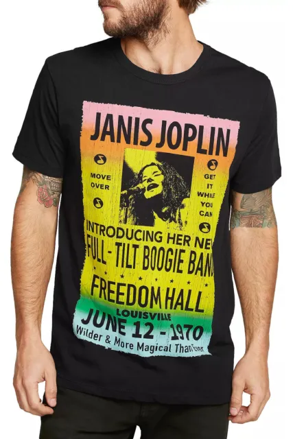 Chaser Mens Janis Joplin Freedom Hall Graphic Band T-Shirt Small True Black