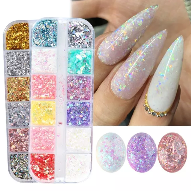 Opal Nail Glitter Powder - Aurora Flakes Sequins Iridescent Manicure Decoration