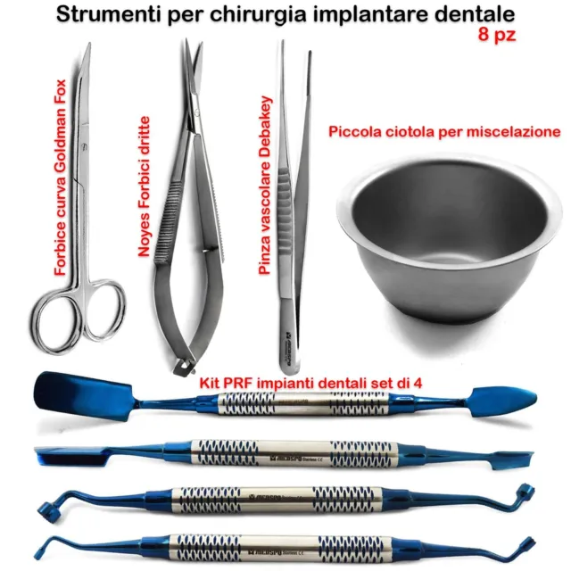 Strumenti per Chirurgia Implantare Dentale PRF Kit Forbici Forcipe Debakey 8 pz