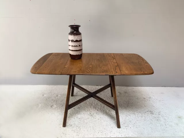 Ercol 1950’s ‘Old Colonial 377” blue label drop leaf table