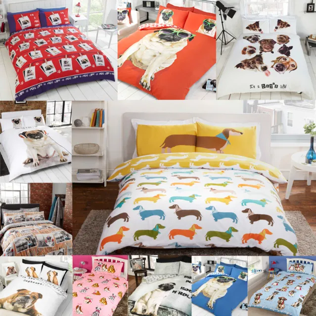 Pug Puppy Dog / Cute Pooch / Bulldog Duvet Quilt Cover Bedding Set & Pillowcases