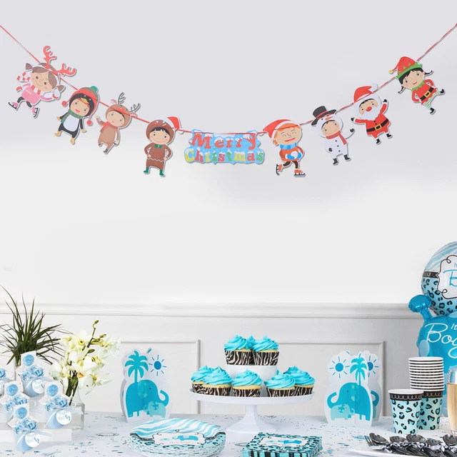 Bunte Papier Frohe Weihnachten Brief Muster Bunting Banner Fahnen XMAS Baum Tür