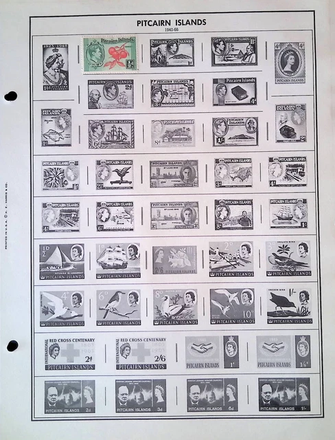 New Pitcairn Islands Postage Stamp on Harris Album Page 1940-1966