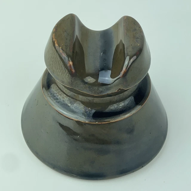 Vintage Ceramic Brown Insulator Industrial Decor Telephone Electric Pole Cup