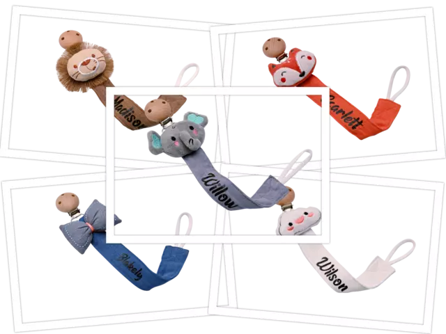Personalised Cartoon Pacifier Clips Baby Dummy Chains Nipples Attachment Holder
