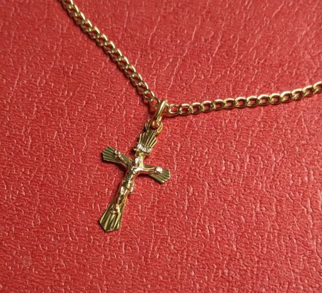 Kreuz Anhänger + Goldkette Echt Gold 333 Gelbgold Juwelier Neuware Jesus INRI