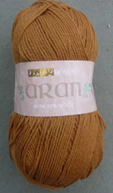 800 gms hayfield bonus aran with 20% wool in mustard colour knitting wool