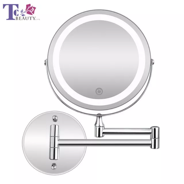 LED Makeup Mirror with Light 10x Magnifying Vanity Mirror Wall Mount Folding