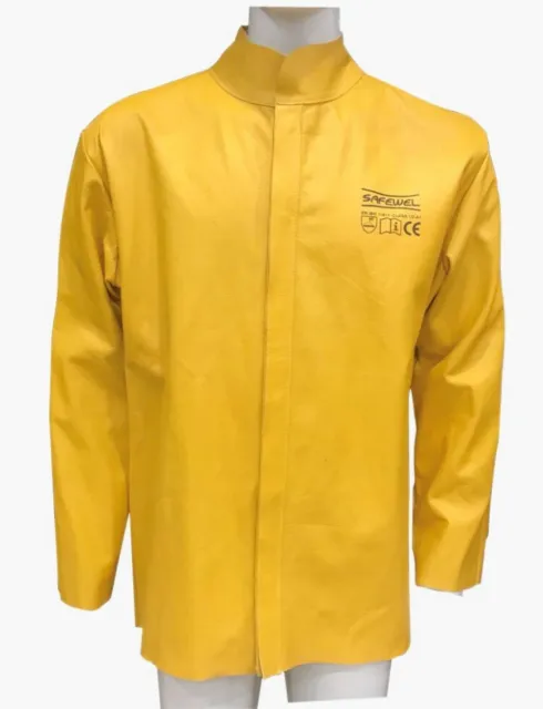 Premium Gold Full Leather Welders Welding Safety Jacket - K E V L A R Stitched