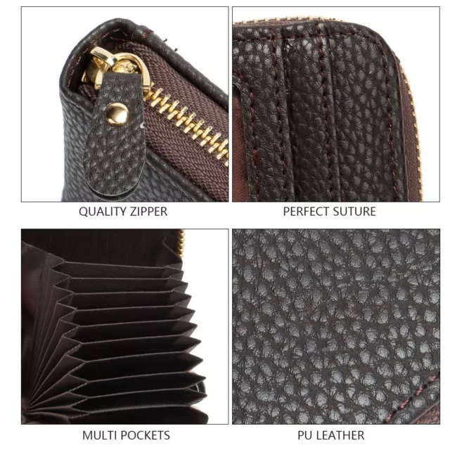 Mens Wallet Credit Card Holder Genuine Leather RFID Blocking Zipper Pocket Thin 5