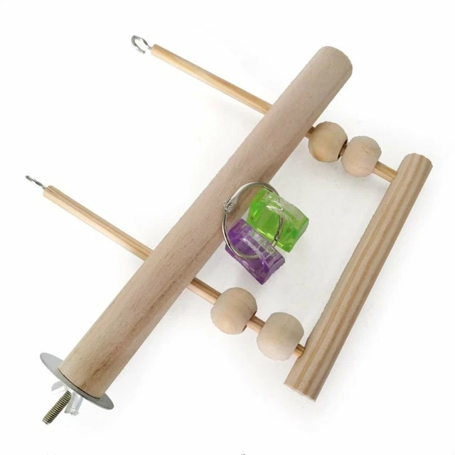 Holzpapagei Vogelkäfig Sitzstangen Stand Baumzweig Haustier Hängendes Spielzeug 3