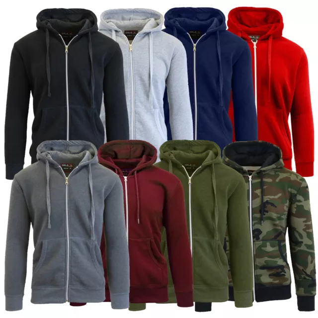 Mens Fleece-Lined Zipper Hoodie Slim-Fit Lounge Warm Jacket Sweater NEW (S-5XL)