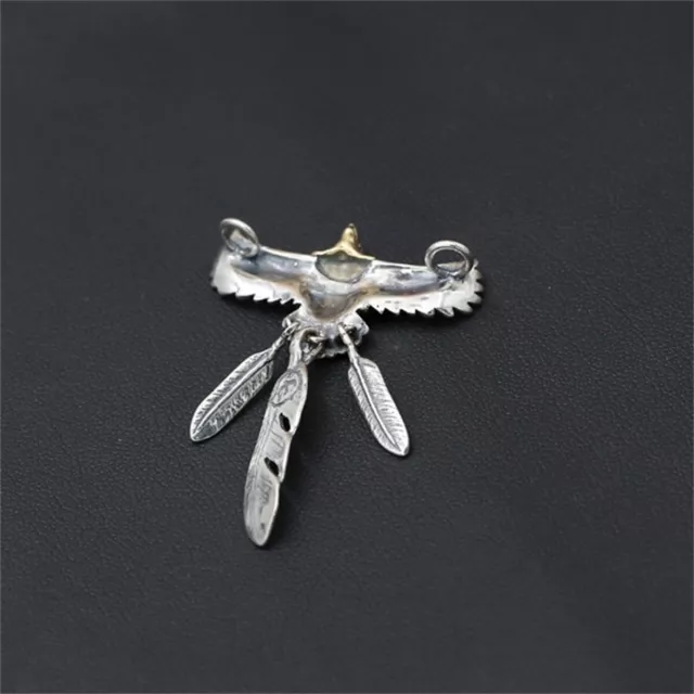Unisexe 925 Sterling Silver Eagle plume pendentif Vintage Goth collier bijoux 3