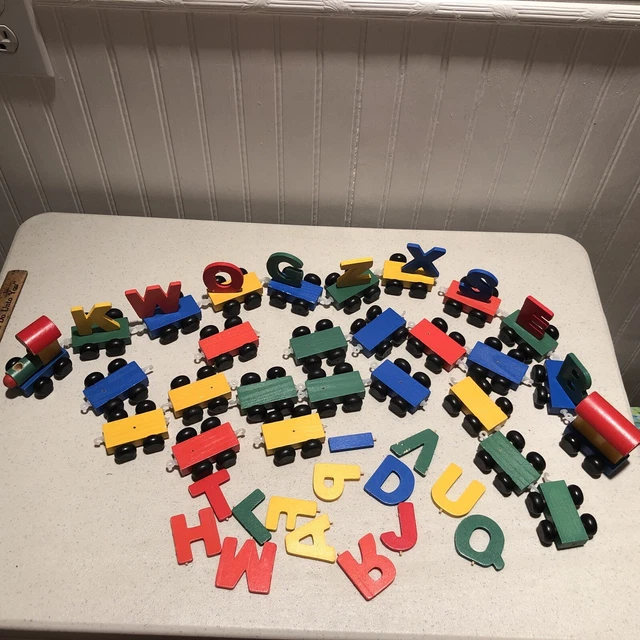 Build Your Own Train With Bright Colorful Letters. Personalized Wooden Magnetic Alphabet Letters. Engine And Wagon Included. - UK