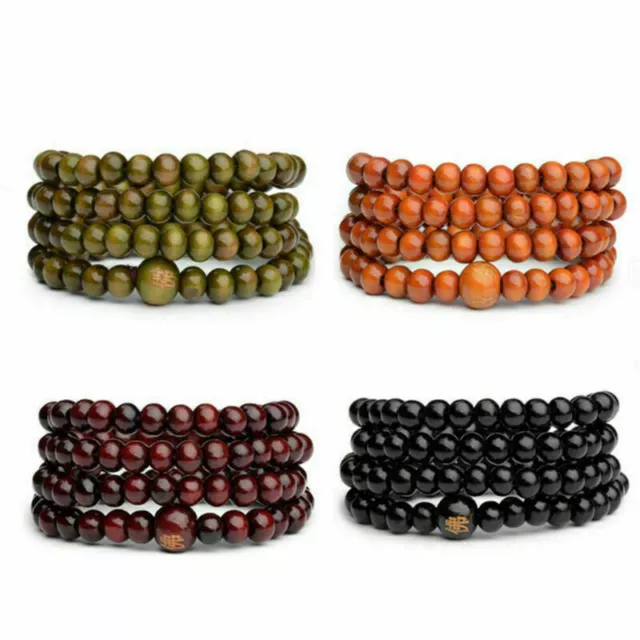 Sandalwood Bead Mala Buddhist Buddha Meditation 108 Prayer Bracelet Necklace 6mm