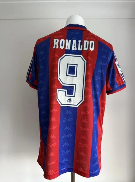FC BARCELONA KAPPA 1996 1997 #9 Ronaldo Red Blue Football Shirt