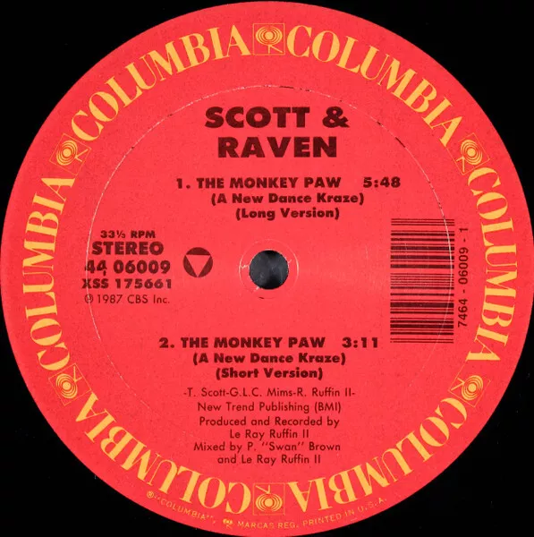 Scott & Raven - The Monkey Paw (A New Dance Kraze), 12",  (Vinyl)