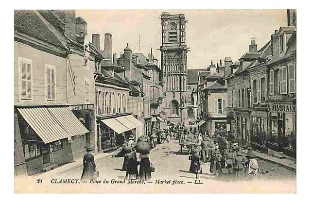 58 - Clamecy - Place du Grand March� - Anim�e - Oblit�ration ronde de 1924 - CPA