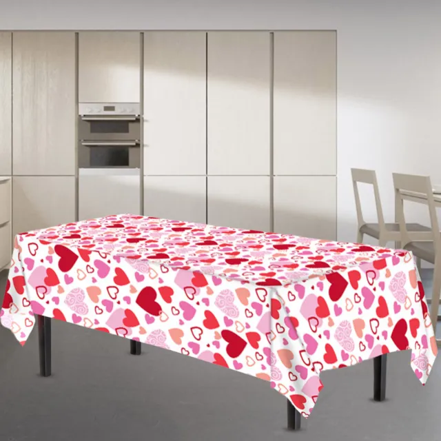 Red Heart Printed Table Protector Heart Table Cover Romantic for Holiday