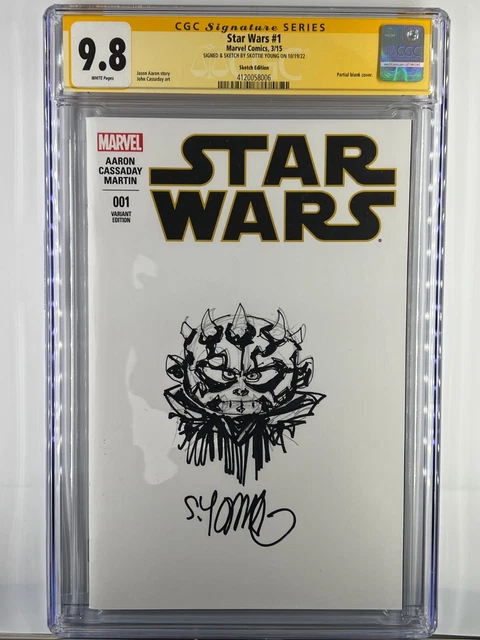 Star Wars #1 CGC 9.8 SIGNED Skottie Young SKETCH ORIGINAL ART Darth Maul