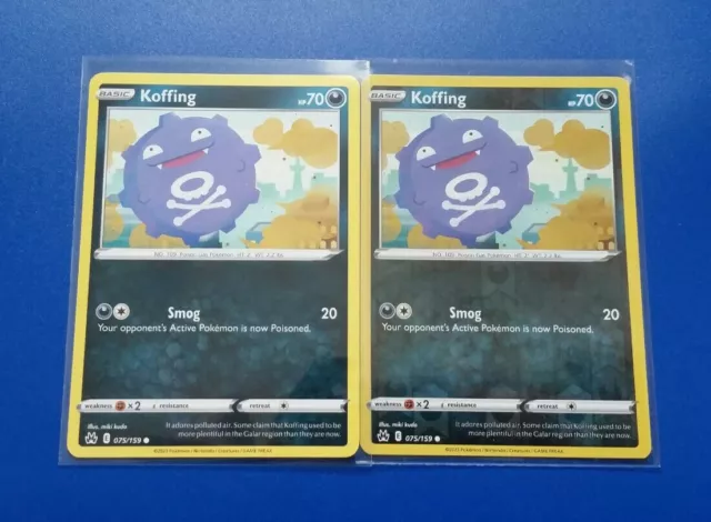 2x Pokémon TCG Crown Zenith: Koffing (075/159) *Regular & RH* - Common - NM