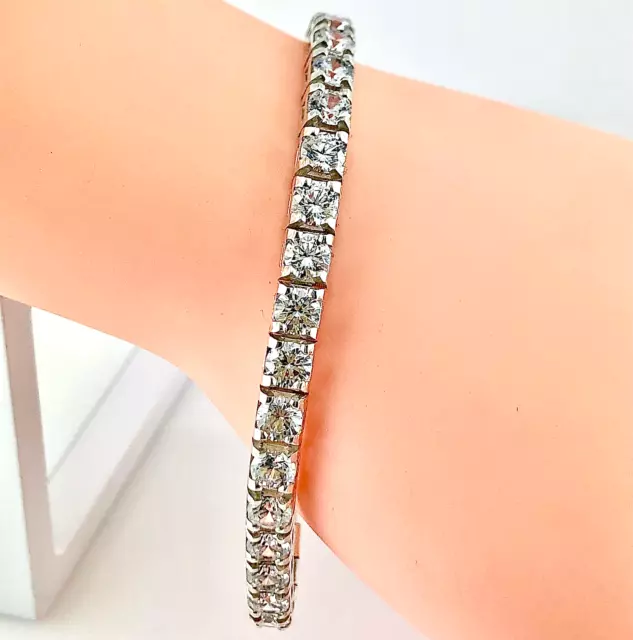 925 Large Oversize White Zircon Rhodium Tennis Bracelet Men Women